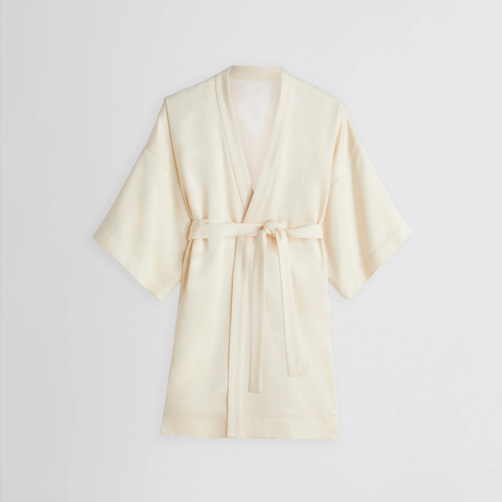 CROPPED ROBE DRESS | cream viscose