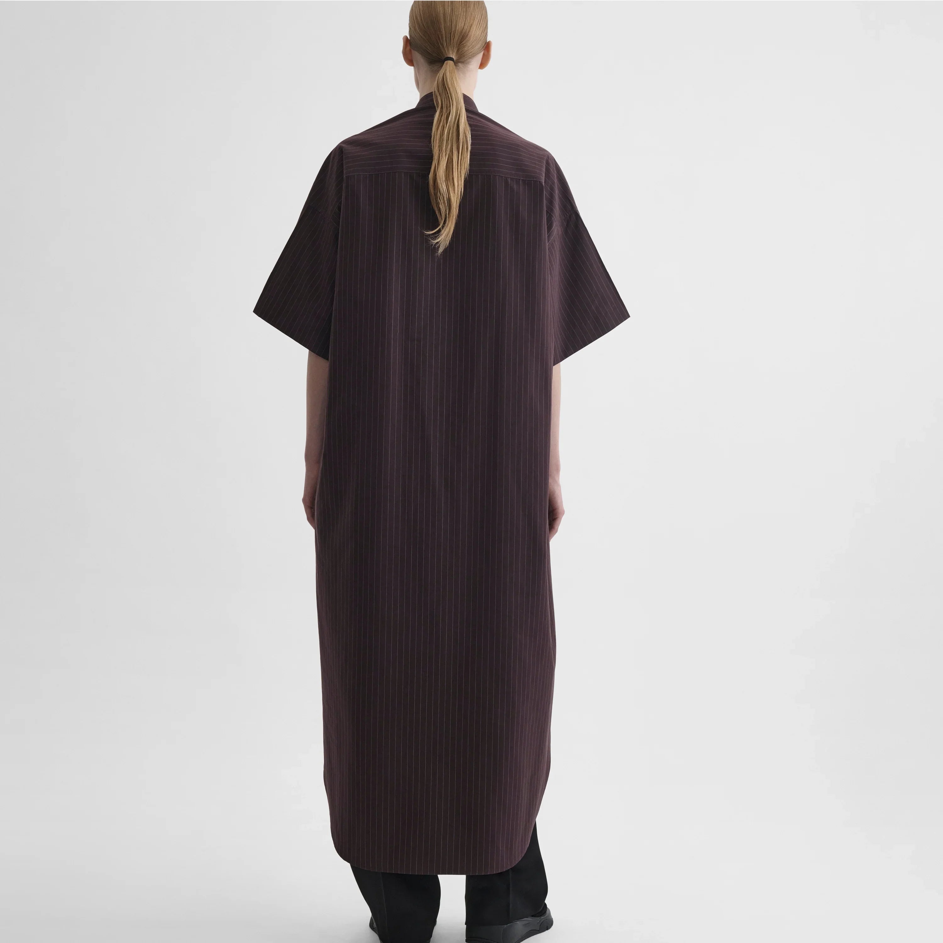 LONG SHIRT DRESS | black cherry cotton