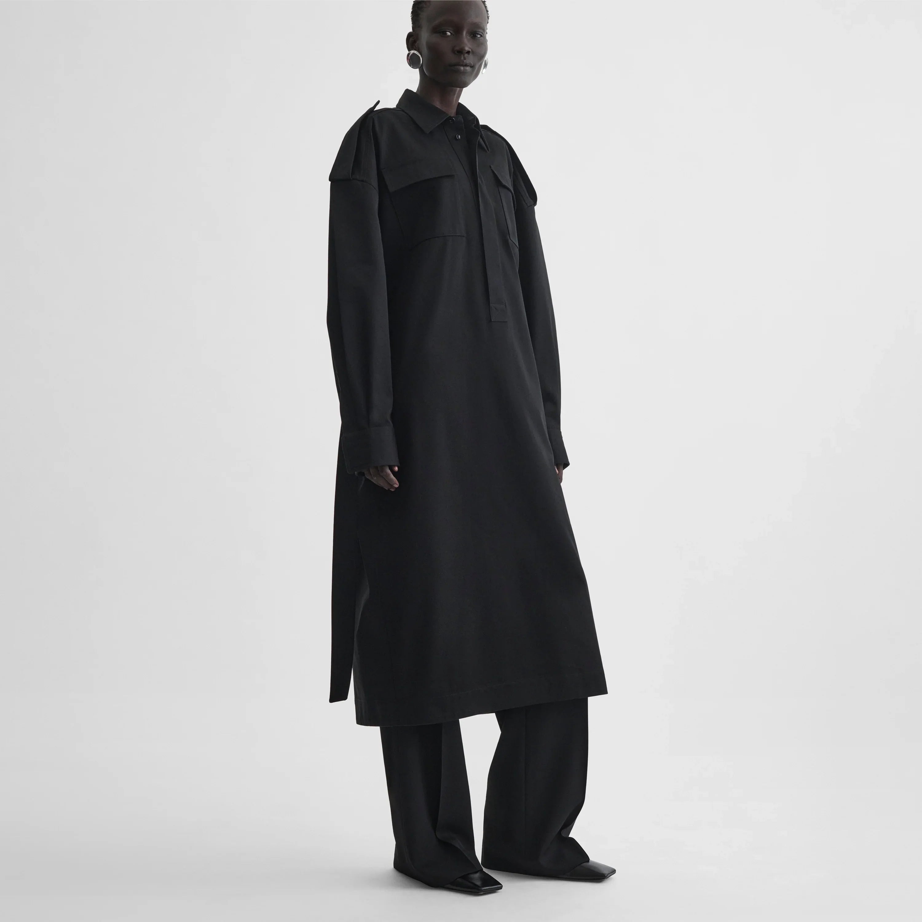 UTILITY SHIRT DRESS | black cotton