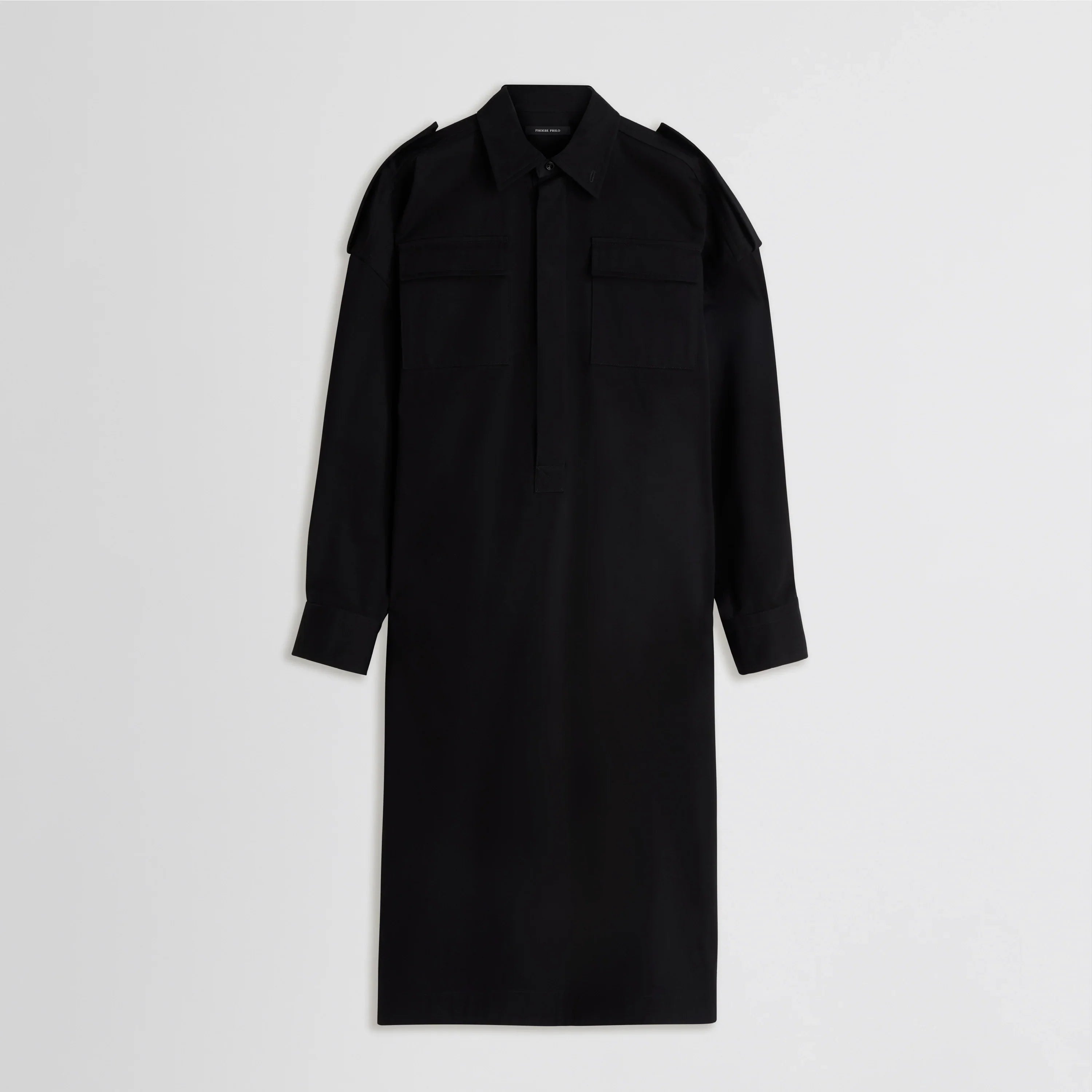 UTILITY SHIRT DRESS | black cotton