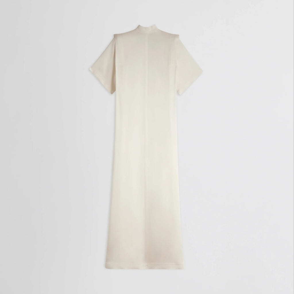 FOLDED SHOULDER DRESS | vanilla satin back crepe