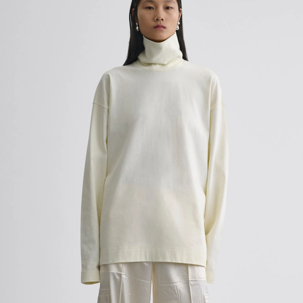 RELAXED LONG SLEEVE JERSEY | cream cotton jersey