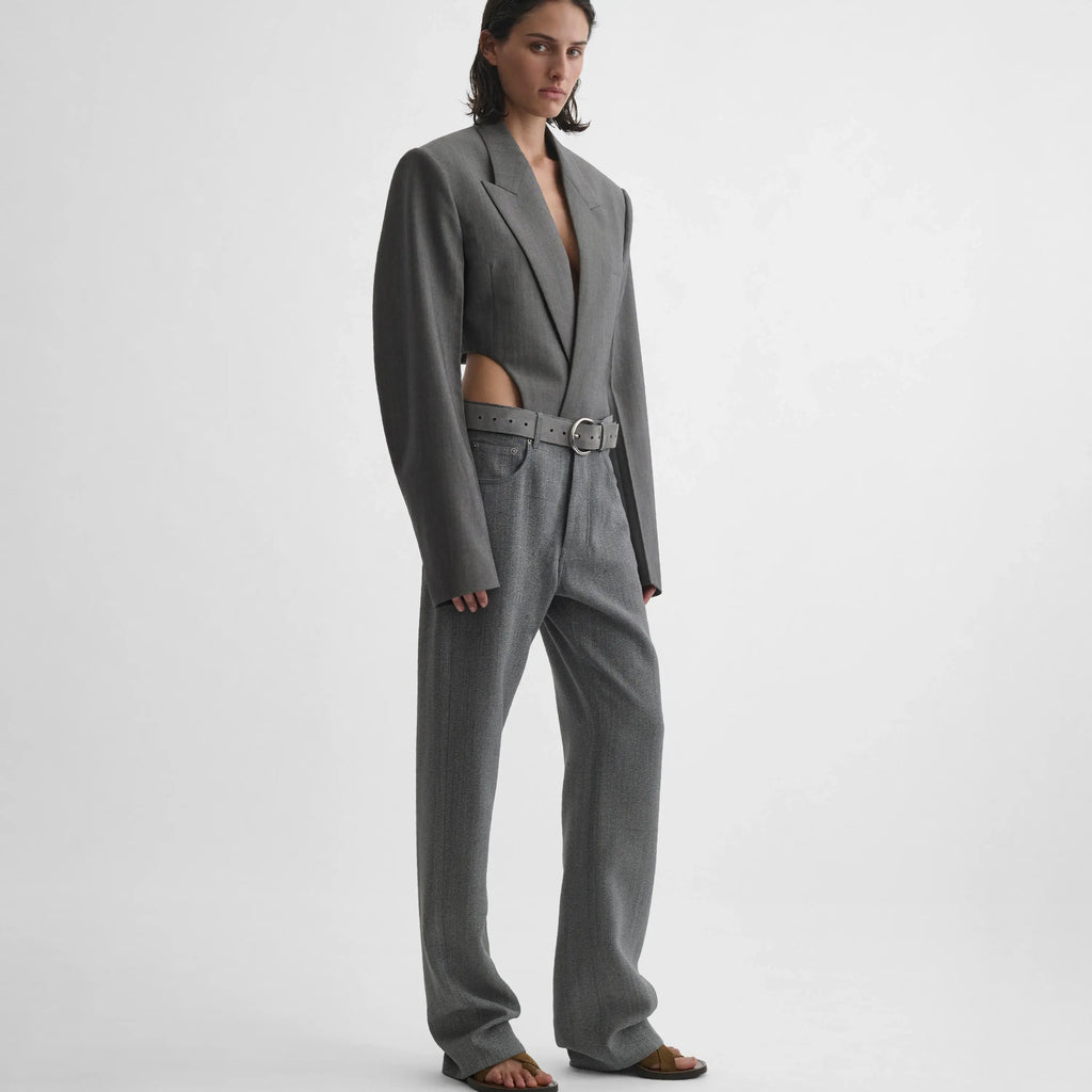 TUCKED TAILORED JACKET | dark taupe wool