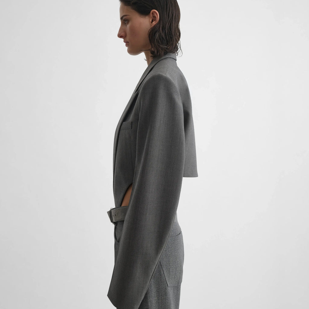 TUCKED TAILORED JACKET | dark taupe wool