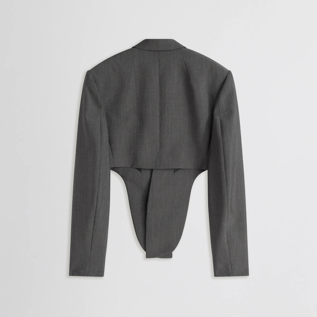 TUCKED TAILORED JACKET | dark taupe wool