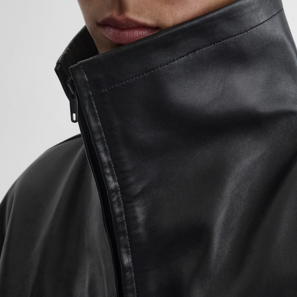 FUNNEL JACKET | black leather
