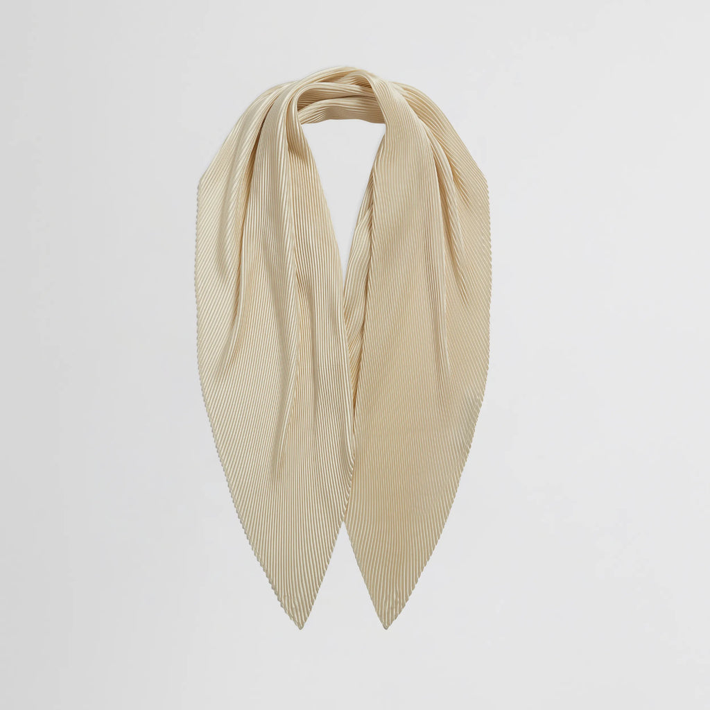 WOVEN PLEATED SCARF | cream silk