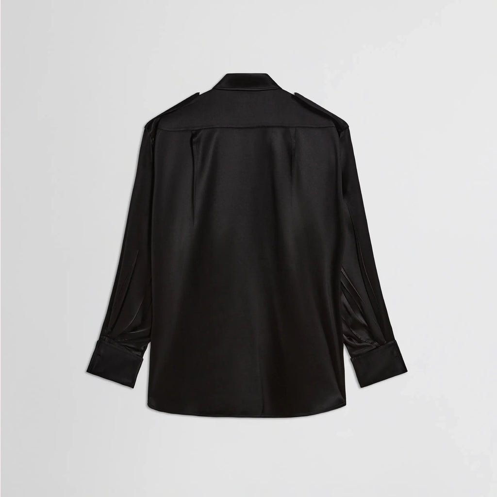 LIQUID UTILITY SHIRT  | black silk satin