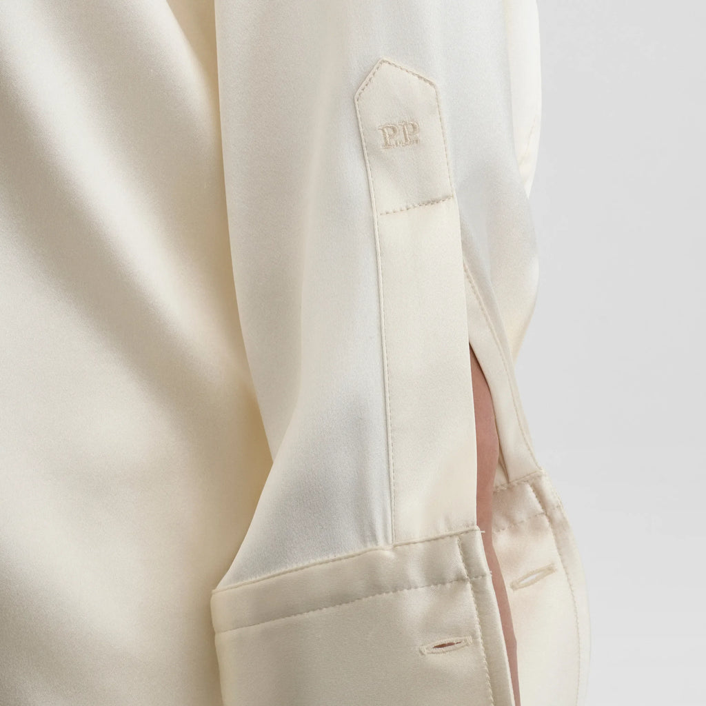 LIQUID UTILITY SHIRT | cream silk satin