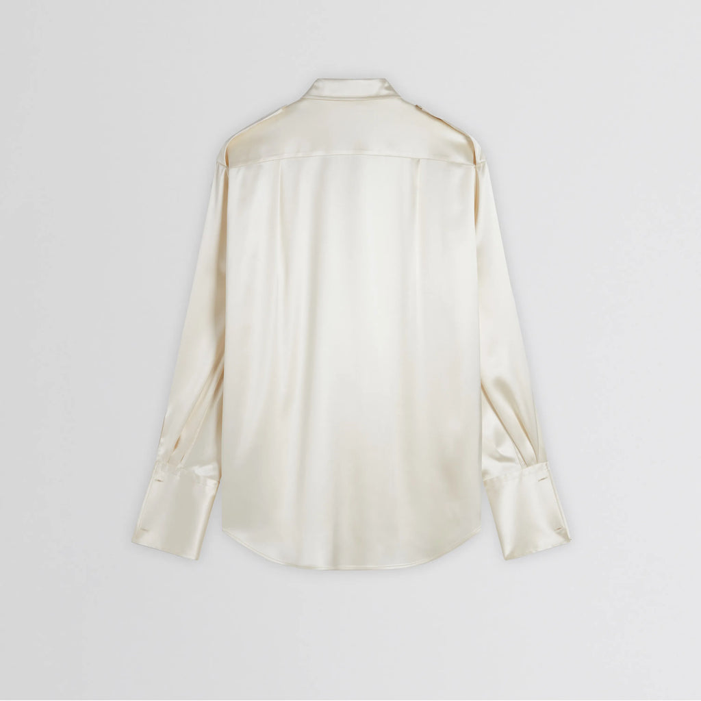LIQUID UTILITY SHIRT | cream silk satin