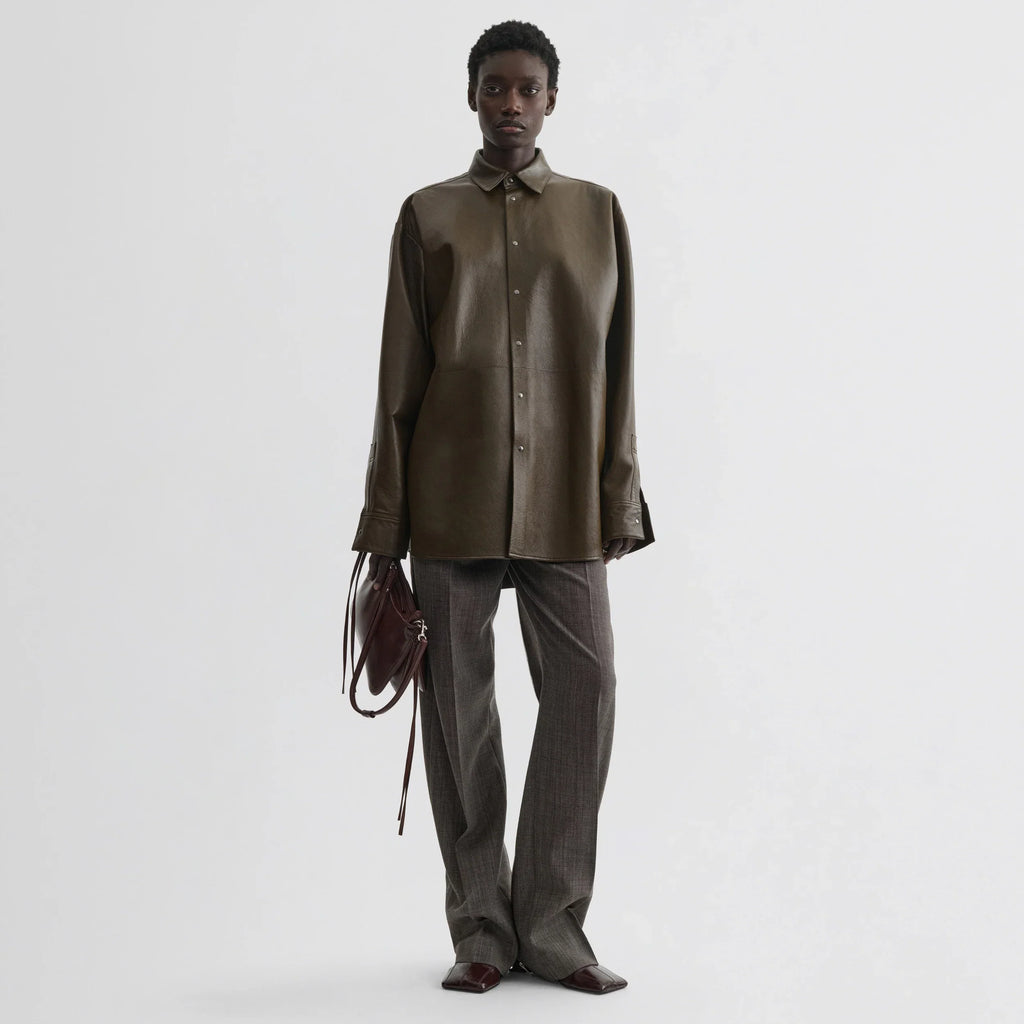OVERSHIRT | green bronze leather