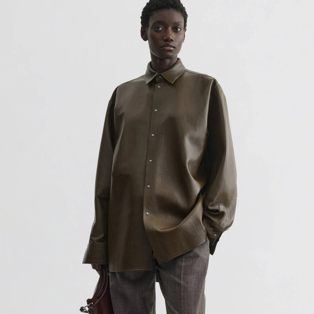 OVERSHIRT | green bronze leather