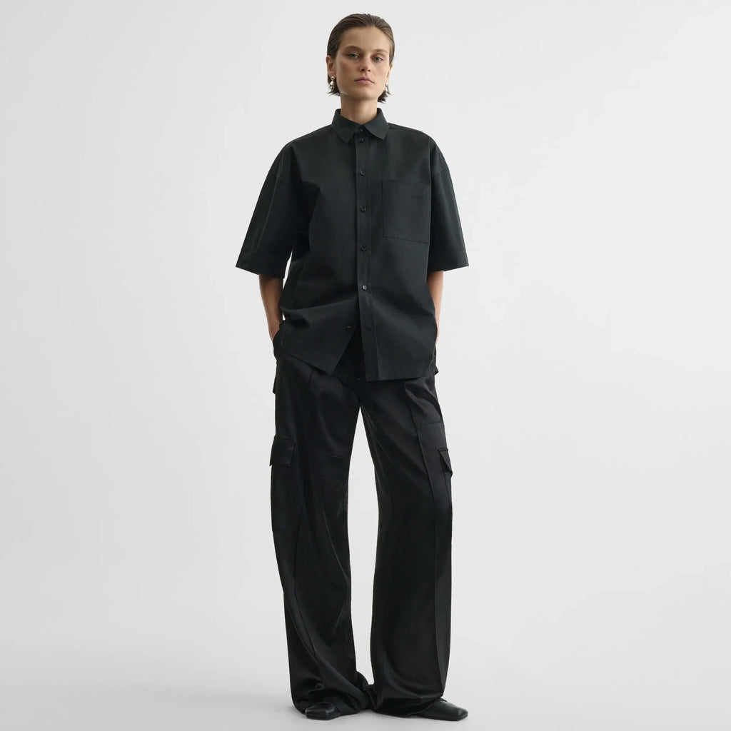SHORT SLEEVE SHIRT | black cotton