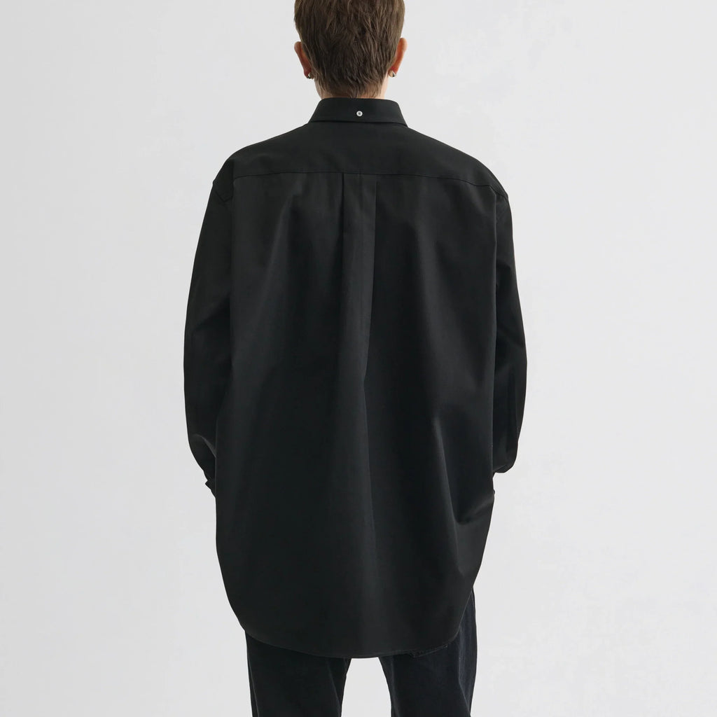 BUTTON COLLAR SHIRT | black cotton