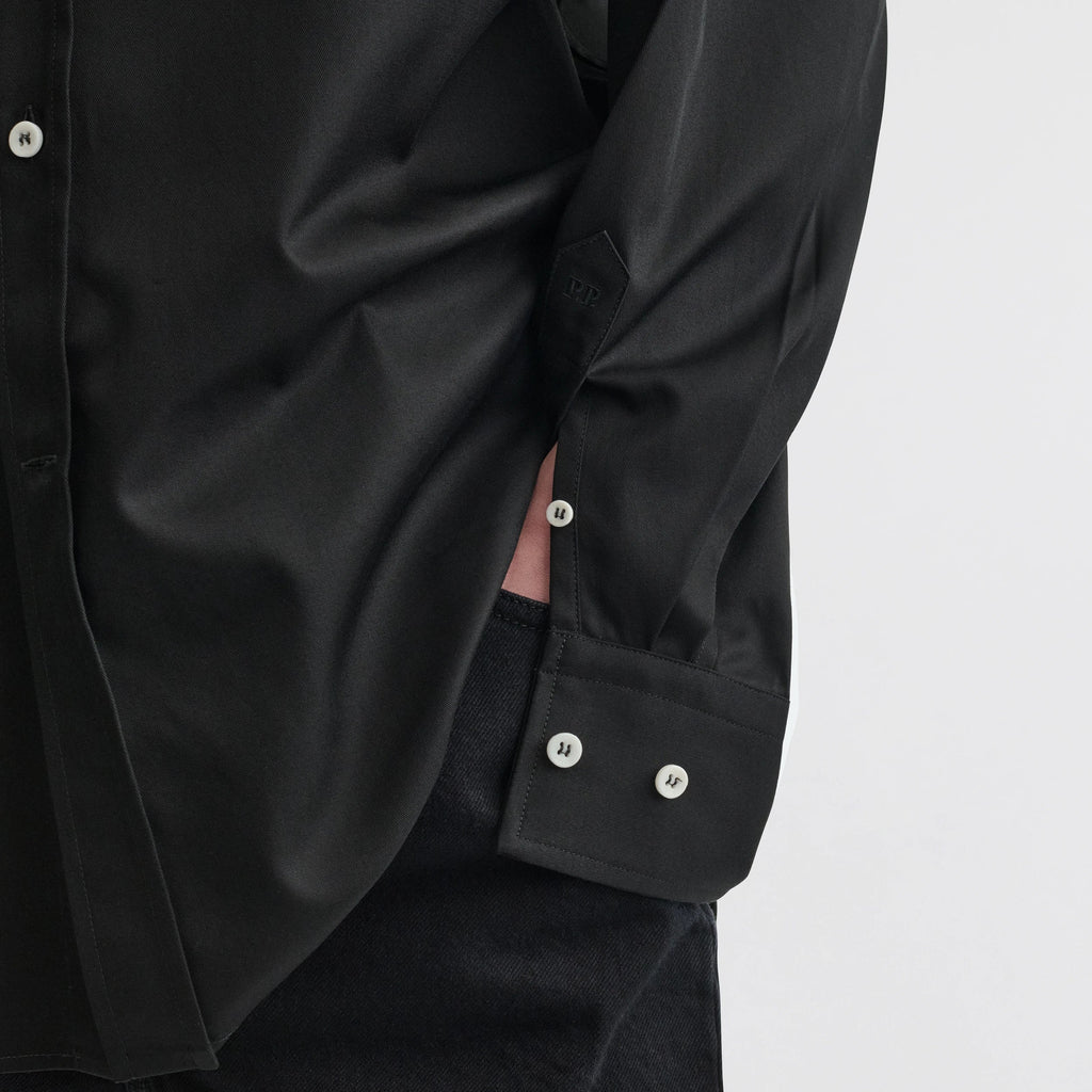 BUTTON COLLAR SHIRT | black cotton
