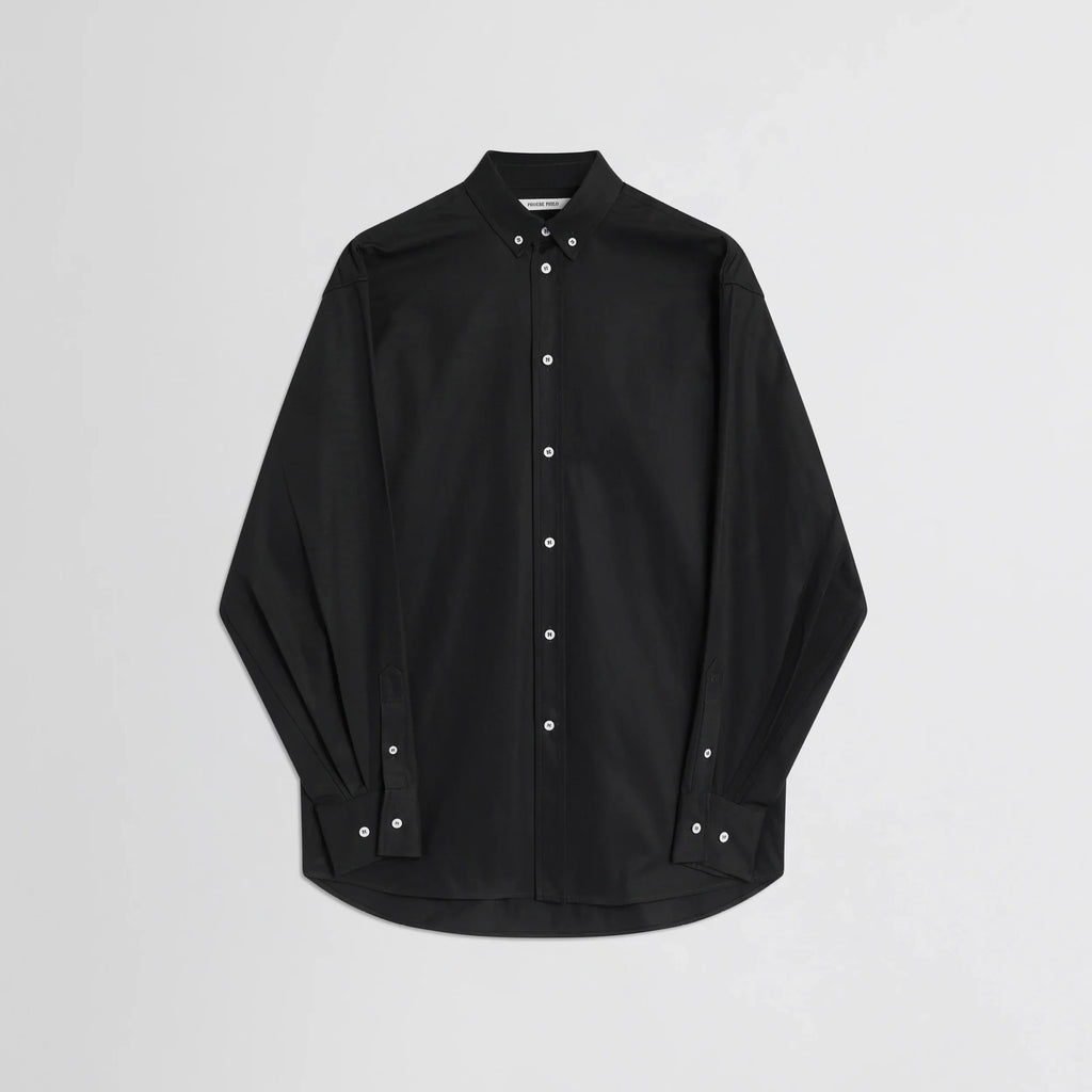 BUTTON COLLAR SHIRT | black cotton