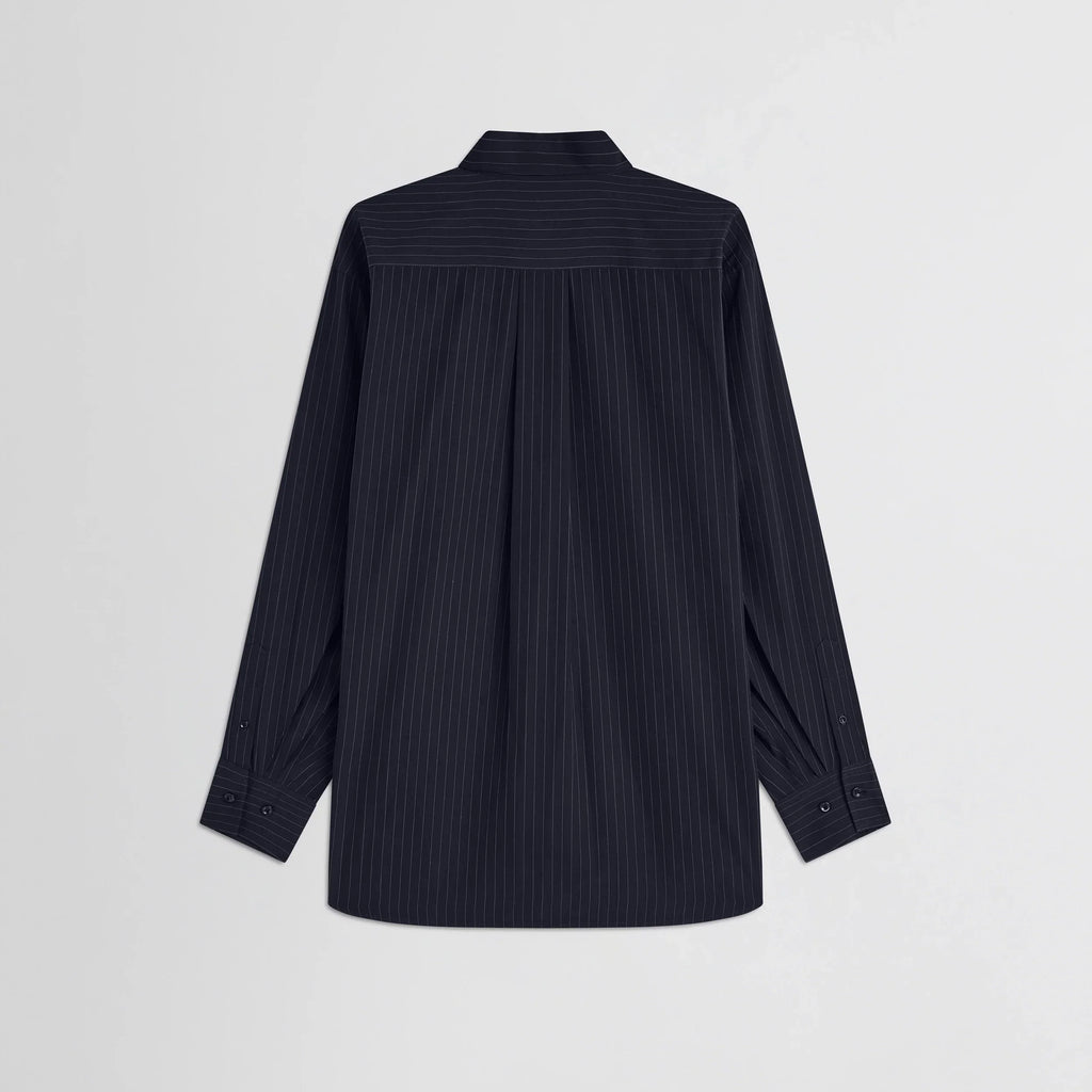 BUTTON COLLAR SHIRT | midnight pinstripe cotton