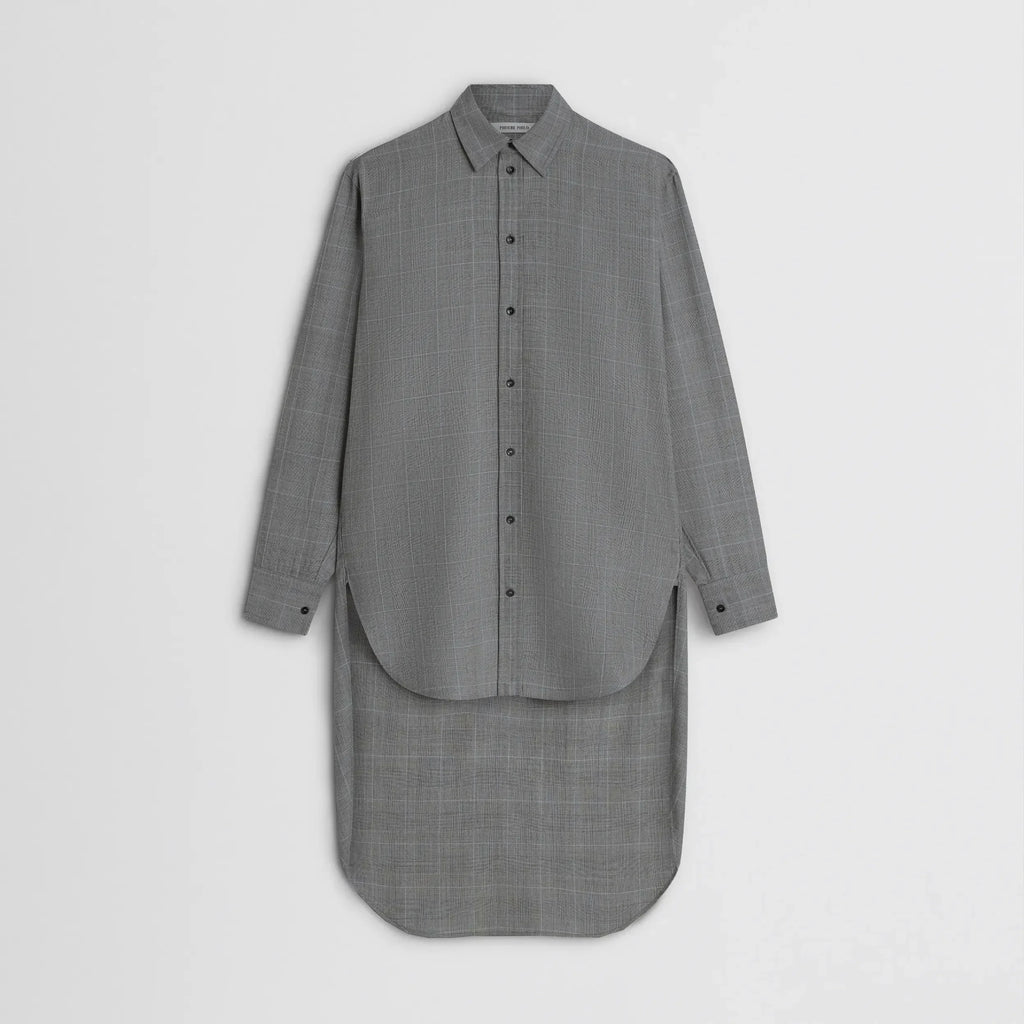 ELONGATED SHIRT | black-blue wool