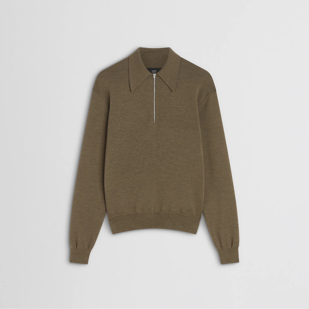 ZIP POLO | taupe-melange wool