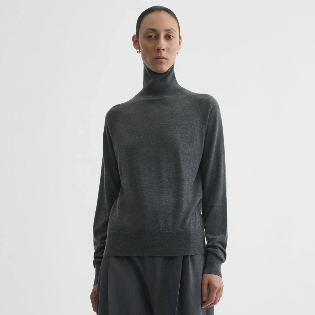 HIGH NECK JUMPER | anthracite melange wool
