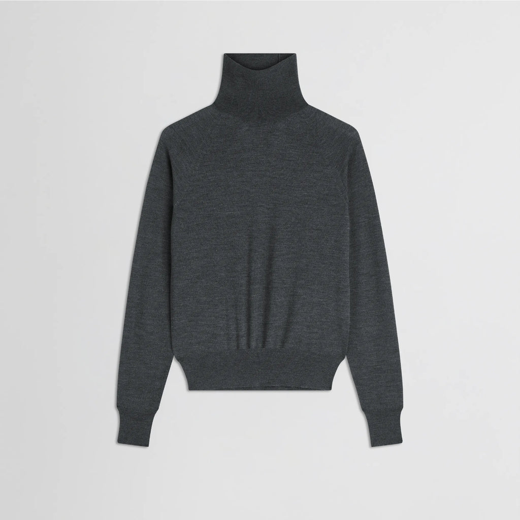 HIGH NECK JUMPER | anthracite melange wool