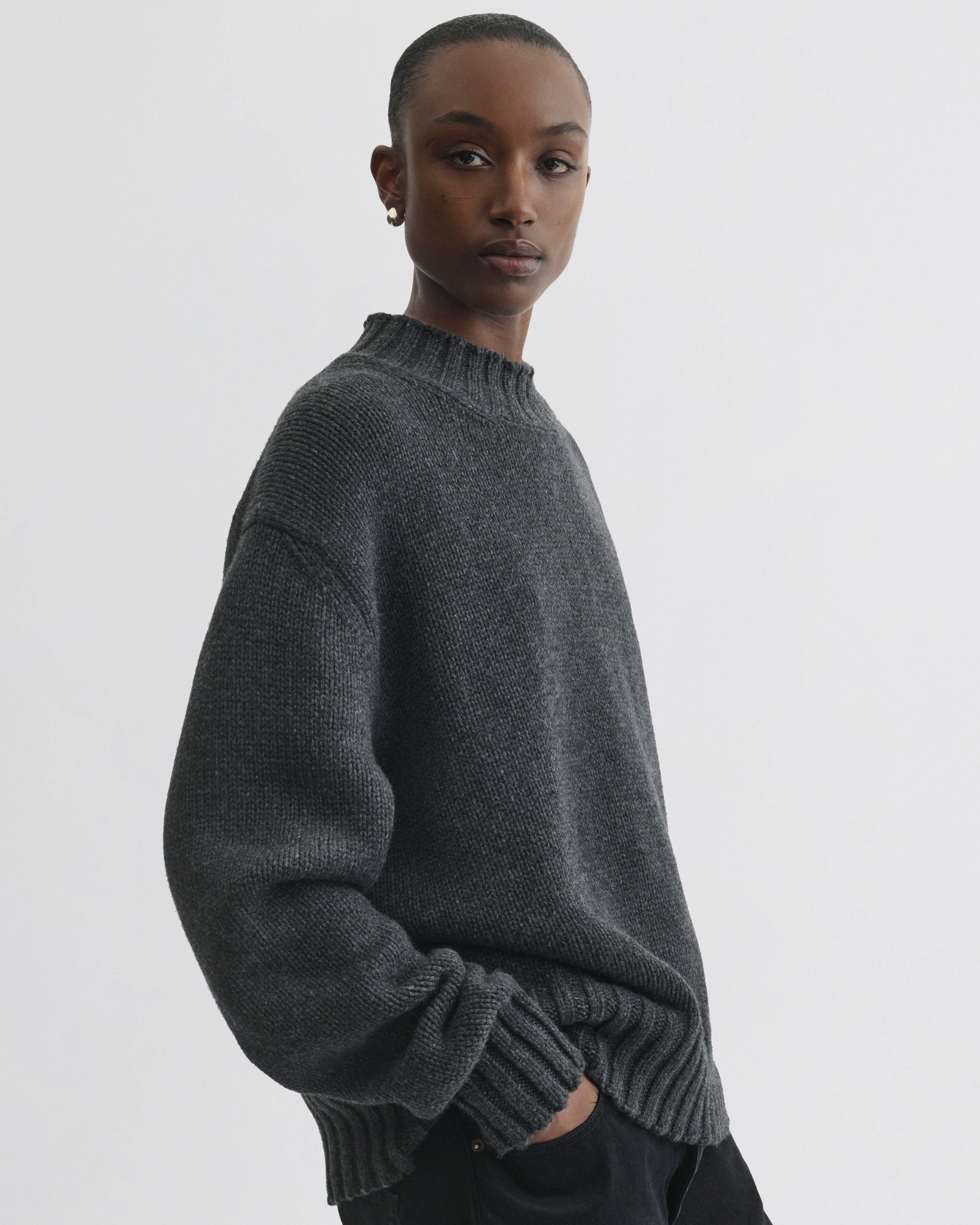 CREWNECK JUMPER | grey cashmere