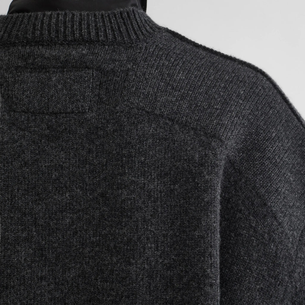 CONTRAST PATCH JUMPER | charcoal wool cashmere