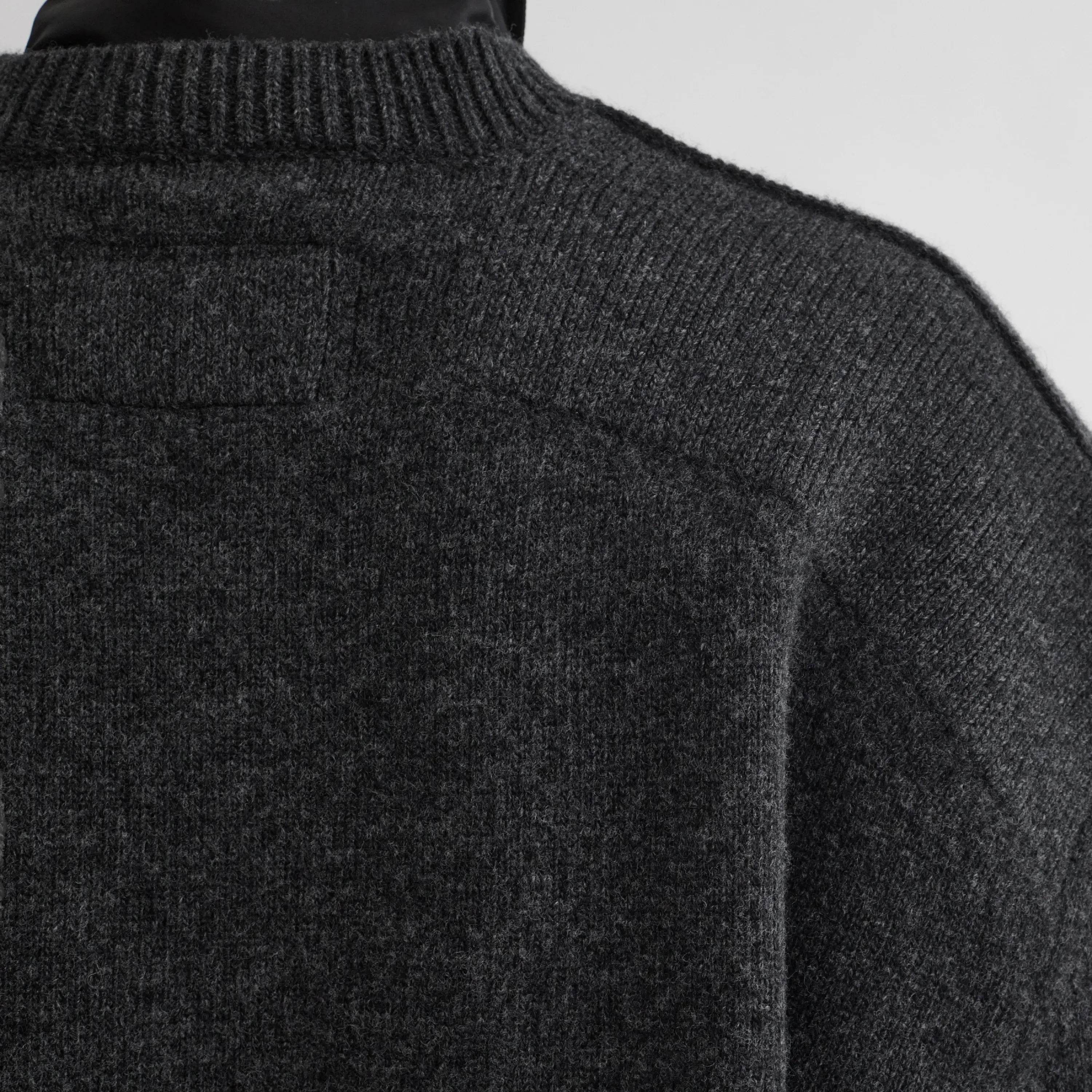 CONTRAST PATCH JUMPER | charcoal wool cashmere