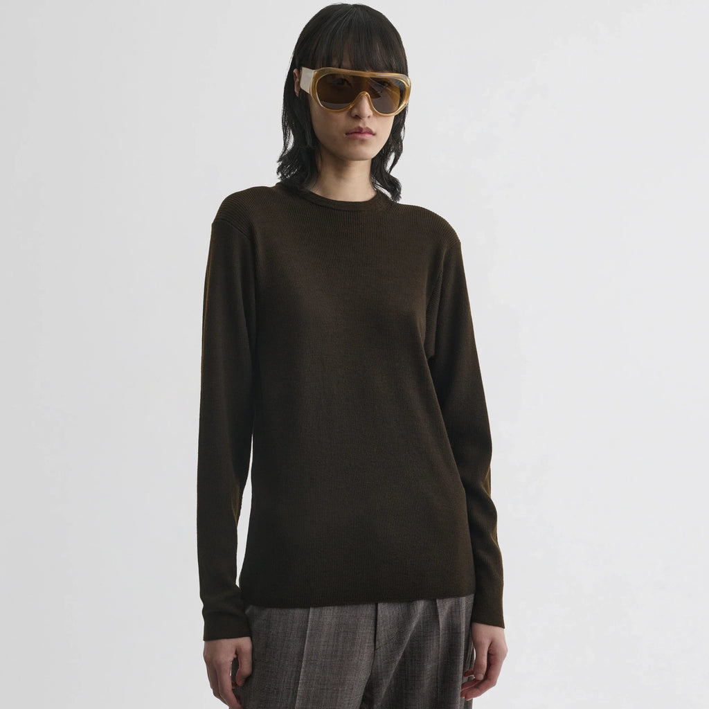 BATWING CREWNECK | dark khaki wool
