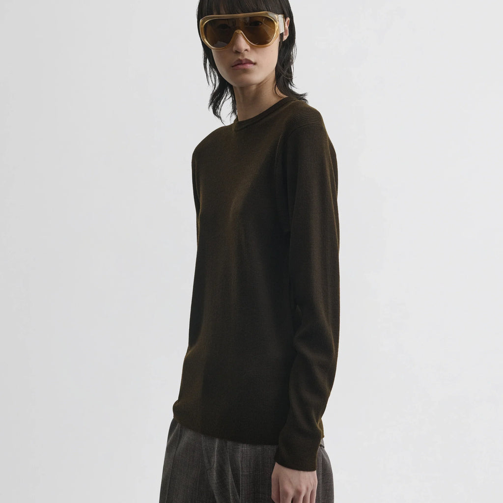 BATWING CREWNECK | dark khaki wool