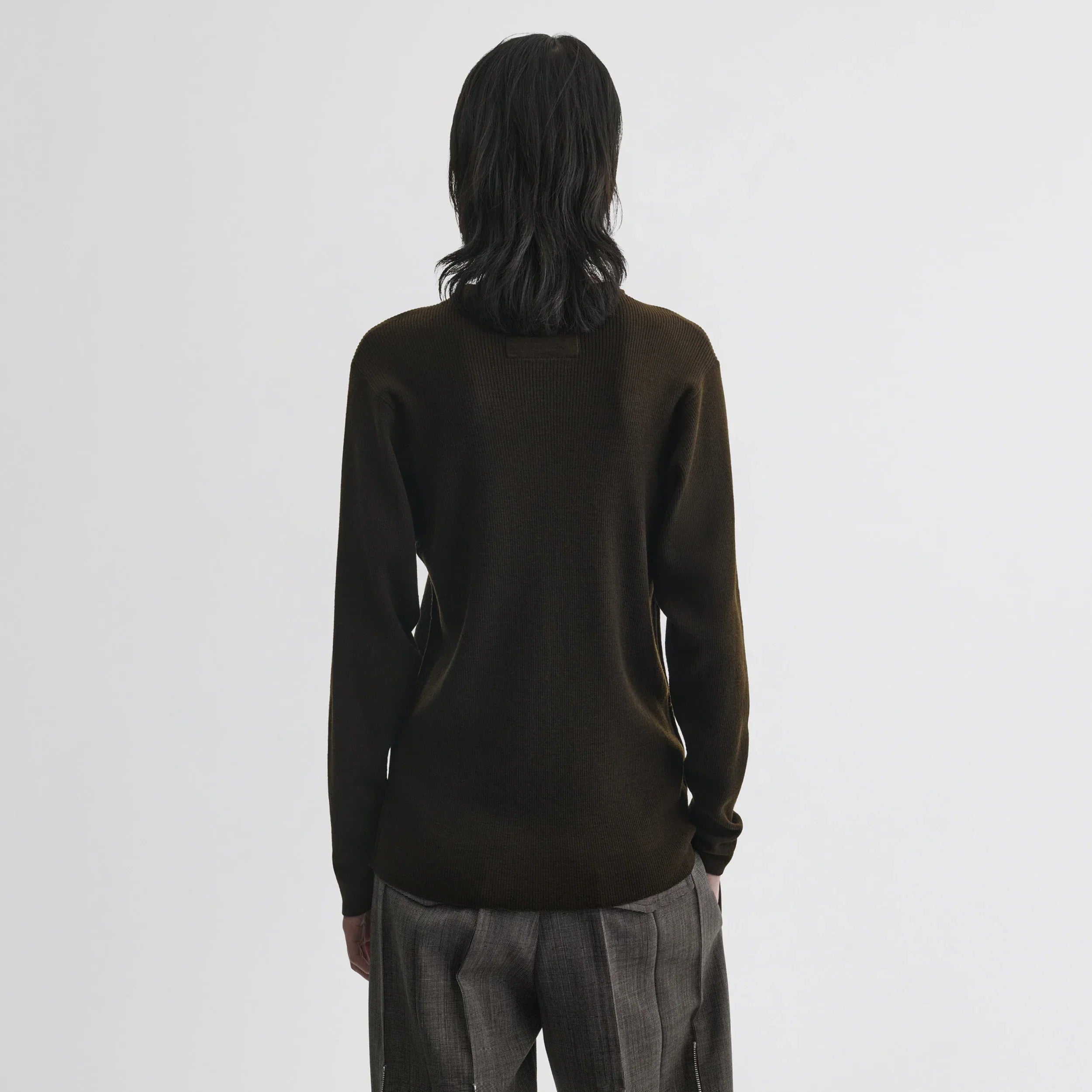 BATWING CREWNECK | dark khaki wool