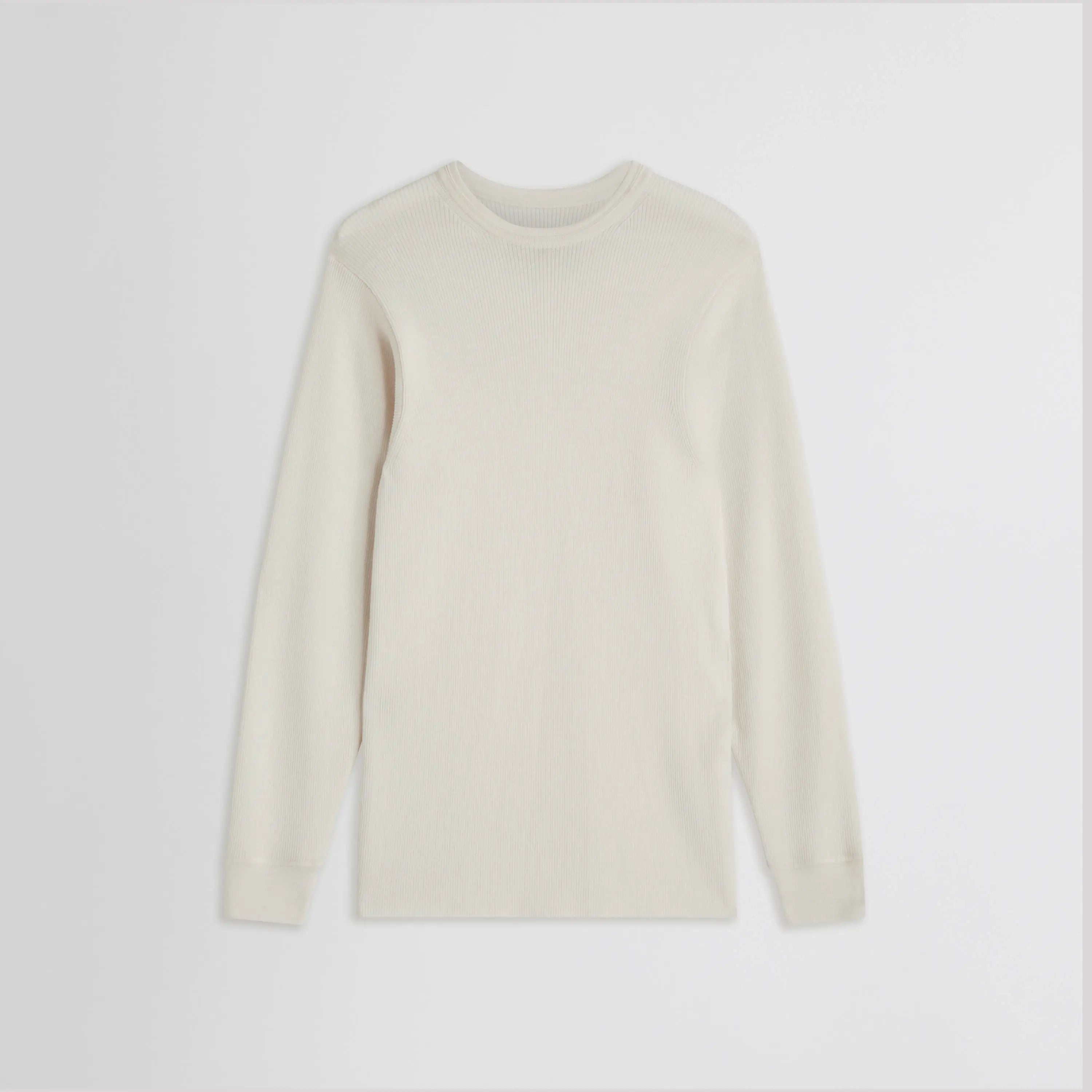 RIBBED LONG SLEEVE CREWNECK | cream wool