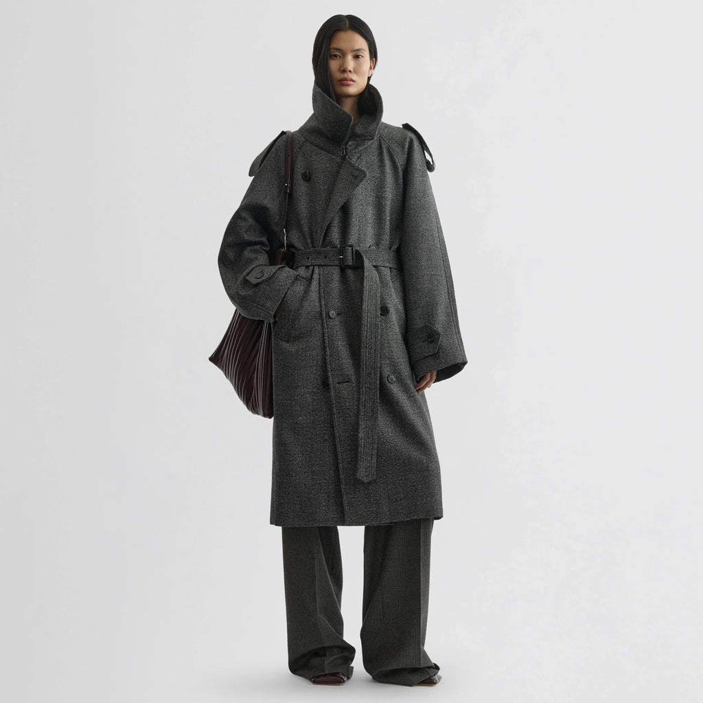 PADDED TRENCH COAT | salt and pepper wool