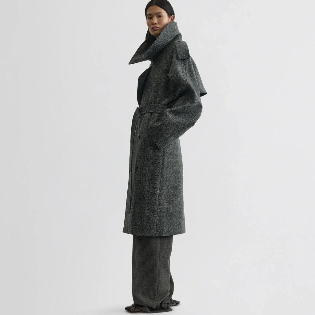 PADDED TRENCH COAT | salt and pepper wool