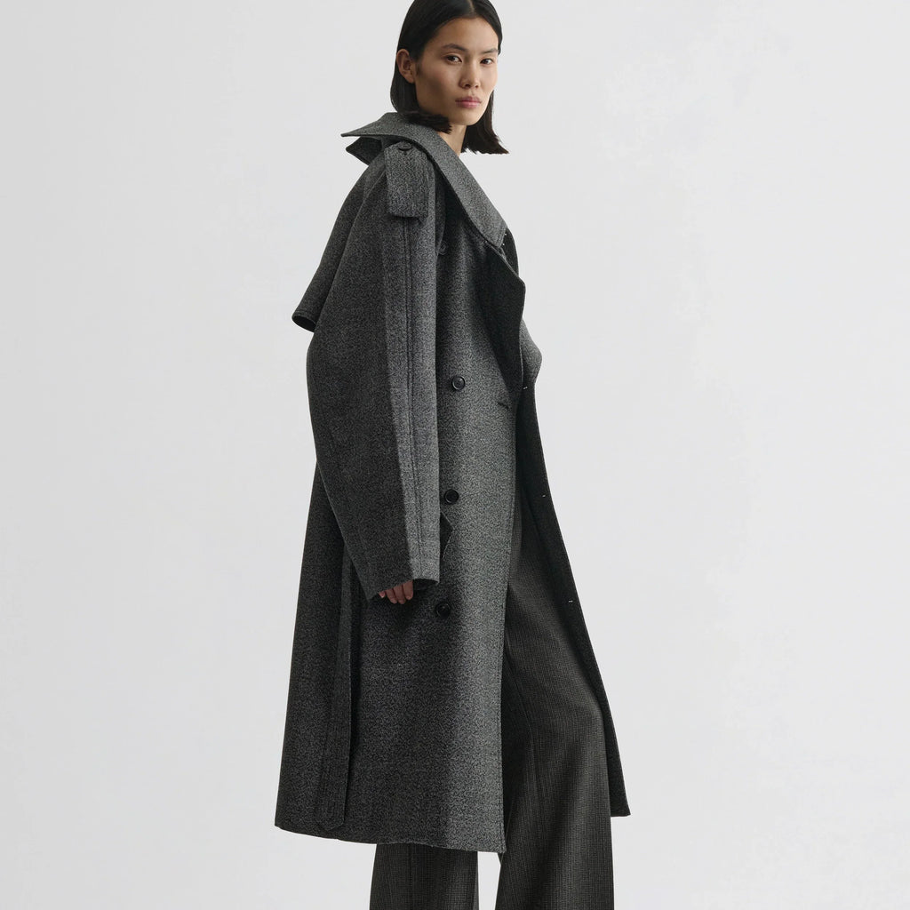 PADDED TRENCH COAT | salt and pepper wool