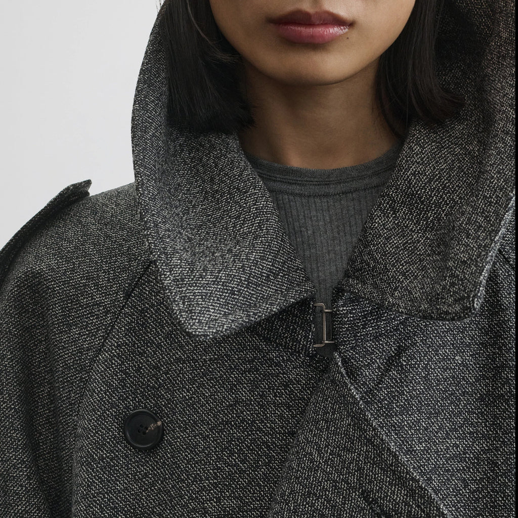 PADDED TRENCH COAT | salt and pepper wool