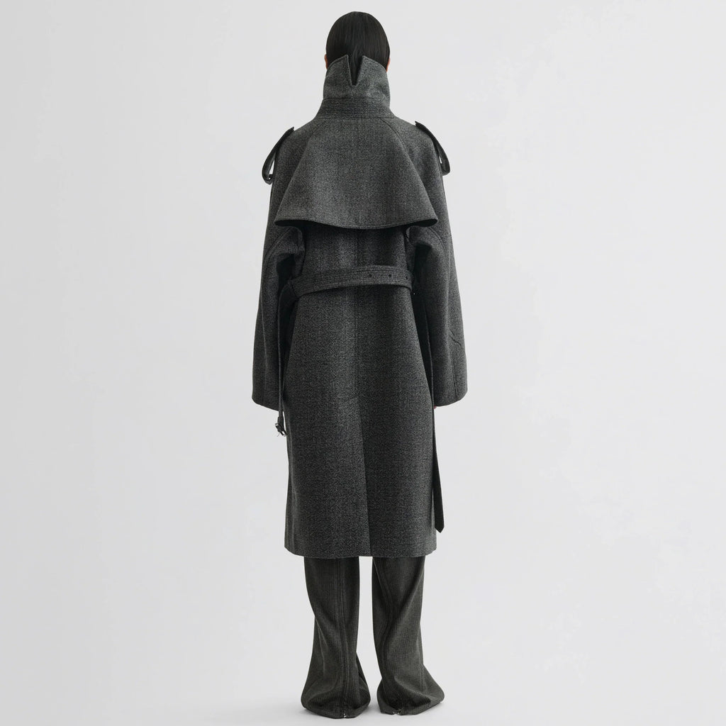 PADDED TRENCH COAT | salt and pepper wool