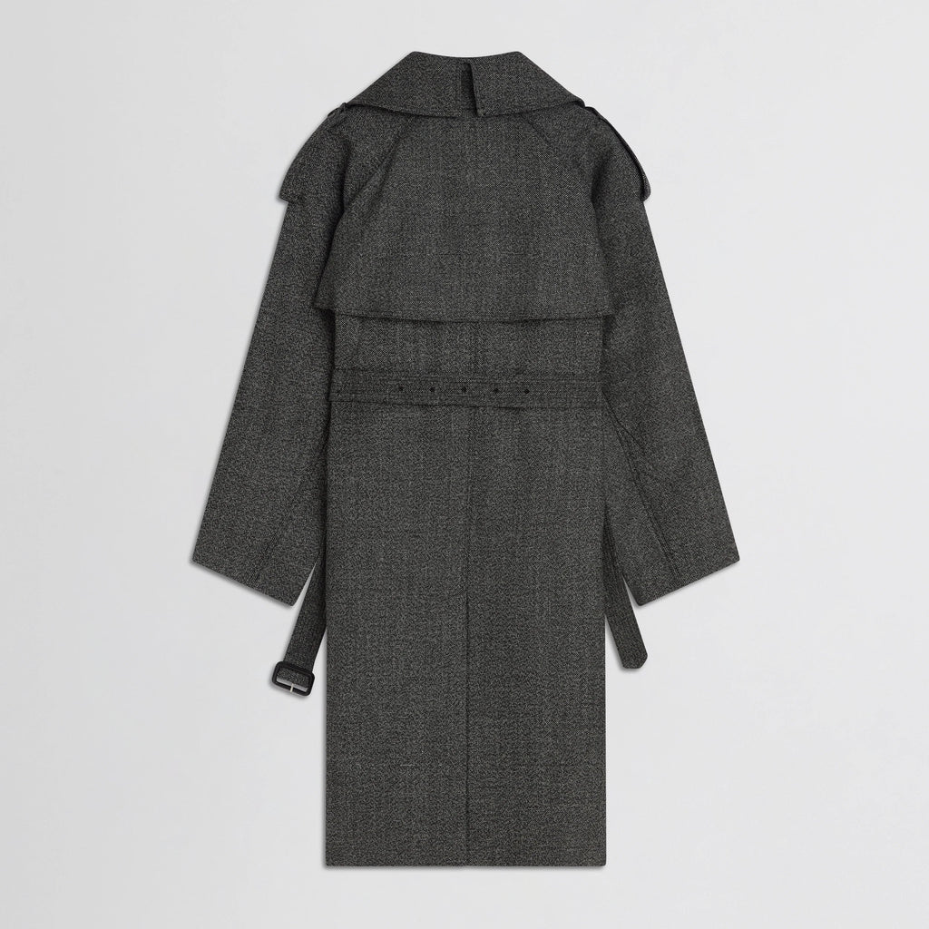 PADDED TRENCH COAT | salt and pepper wool