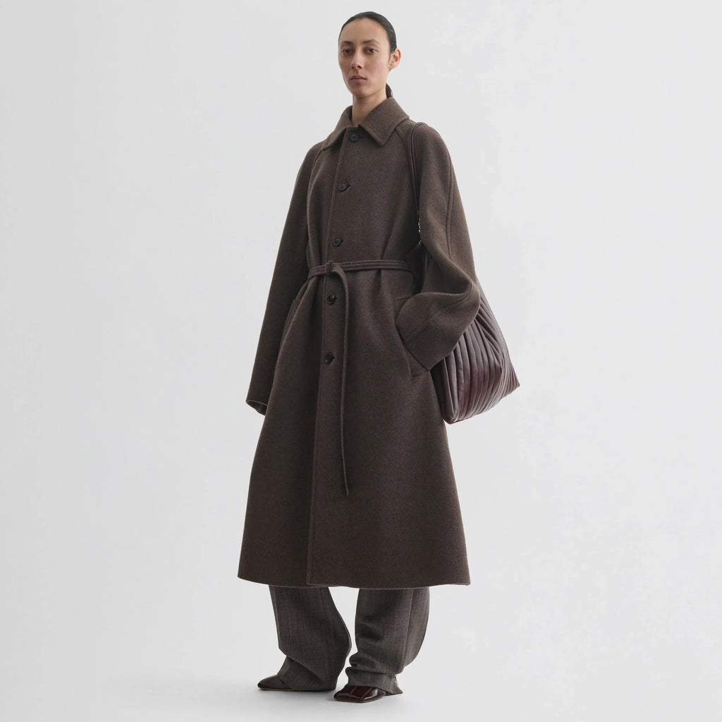 CURVE SHOULDER COAT | brown cashmere