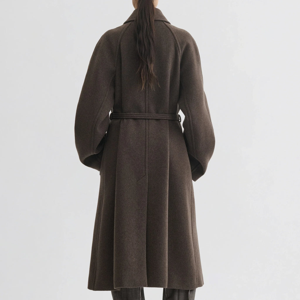 CURVE SHOULDER COAT | brown cashmere