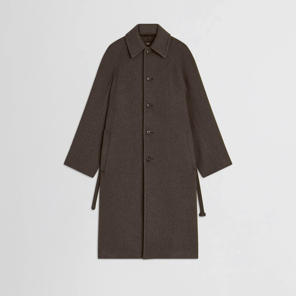 CURVE SHOULDER COAT | brown cashmere