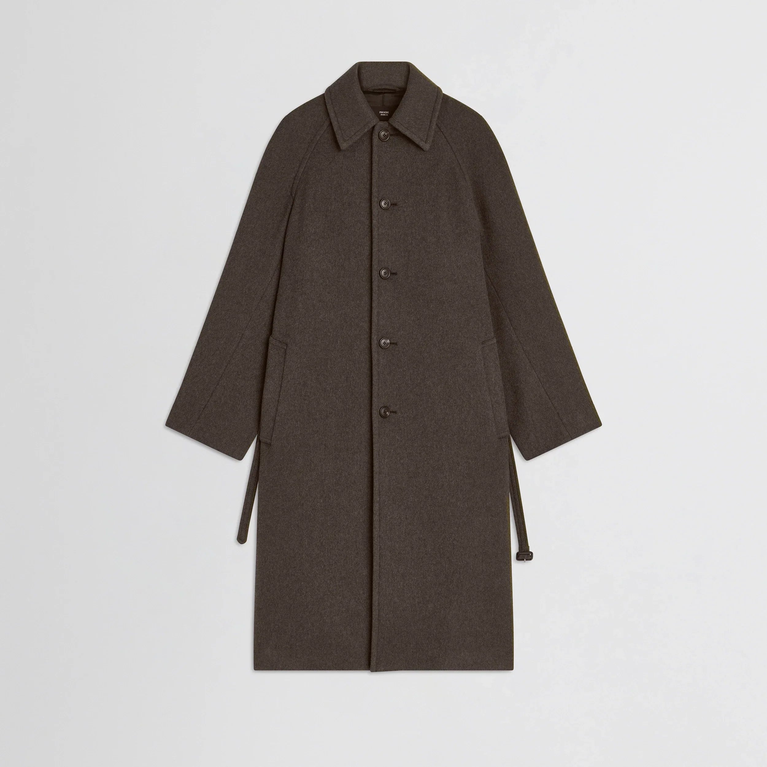 CURVE SHOULDER COAT | brown cashmere