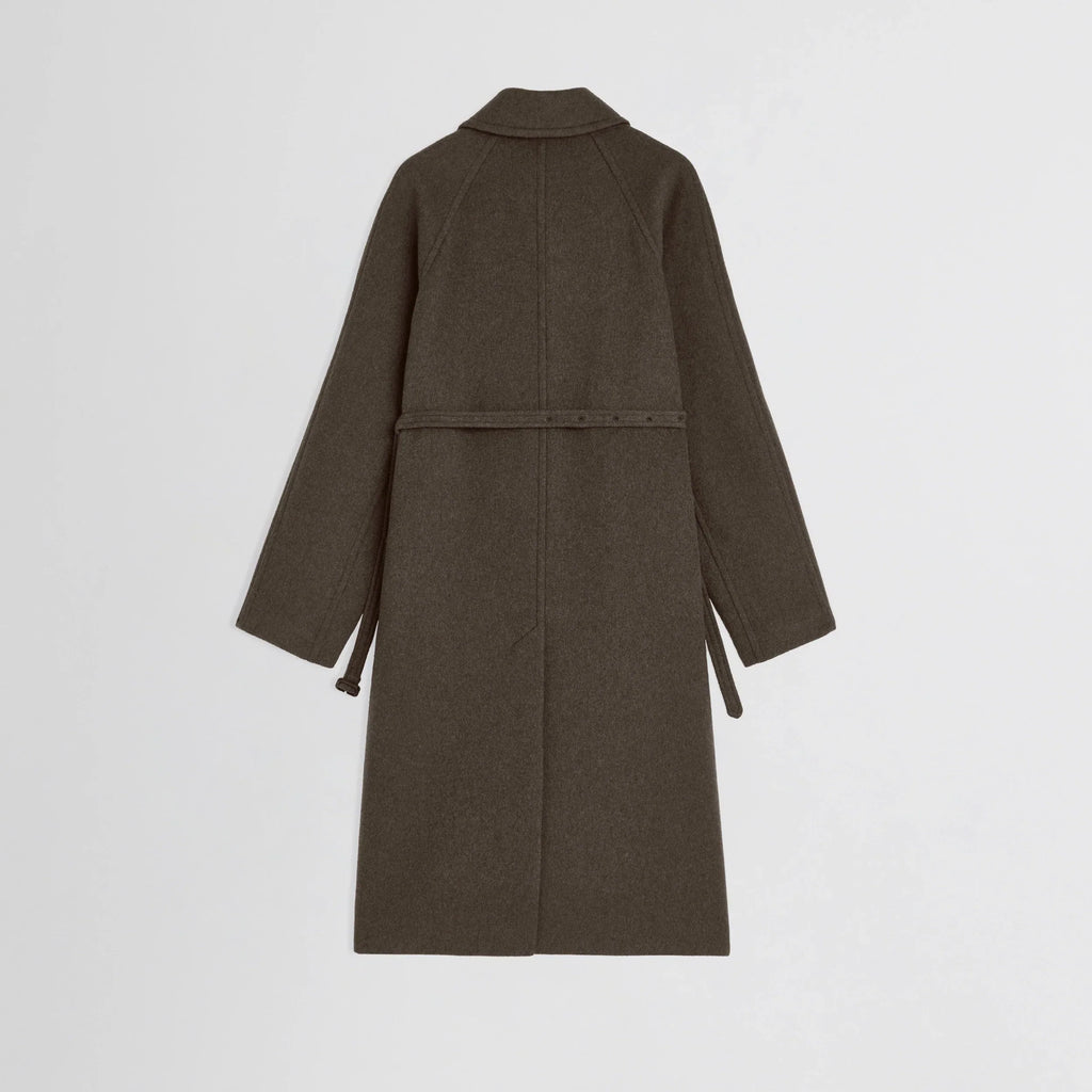CURVE SHOULDER COAT | brown cashmere
