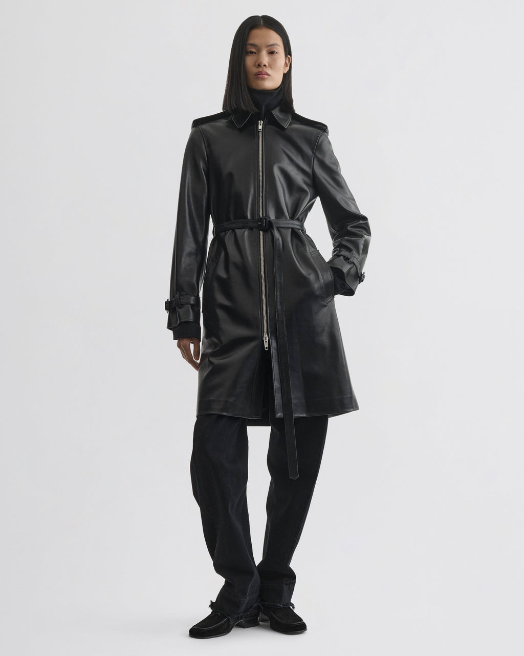 SHORT TRENCH | black leather