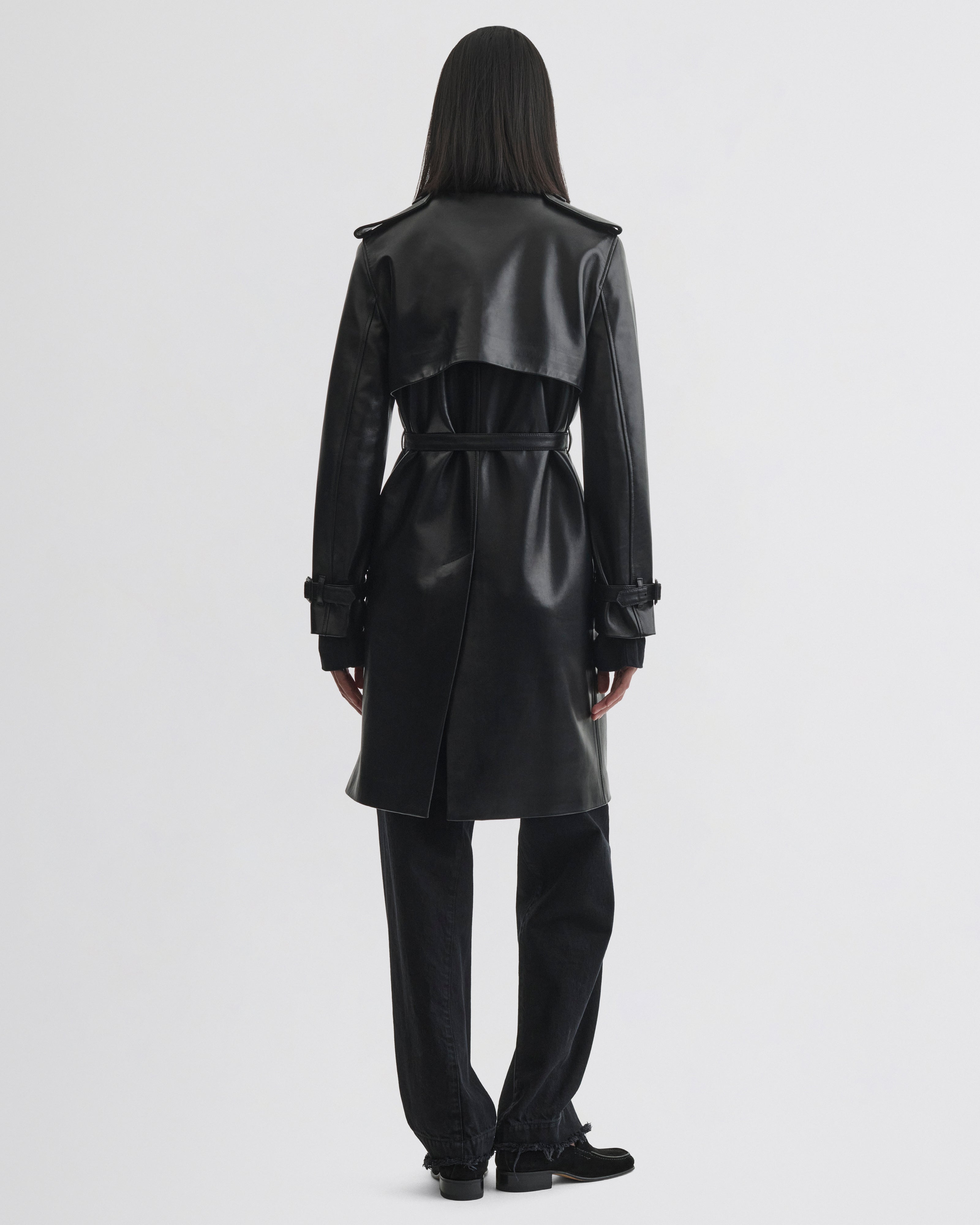 SHORT TRENCH | black leather