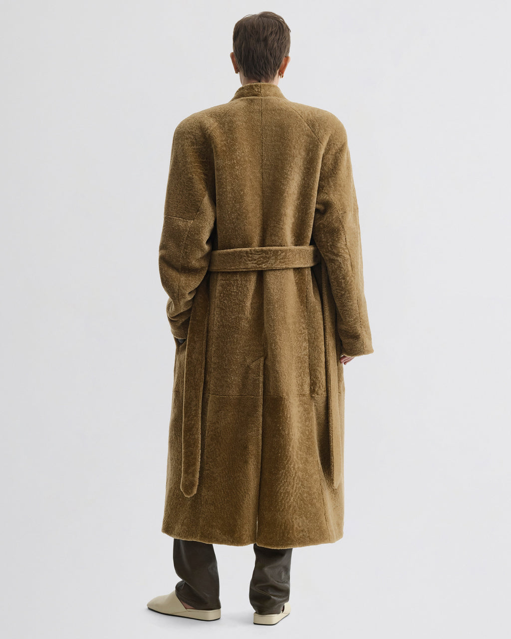 SHAVED ROBE COAT | tobacco shearling