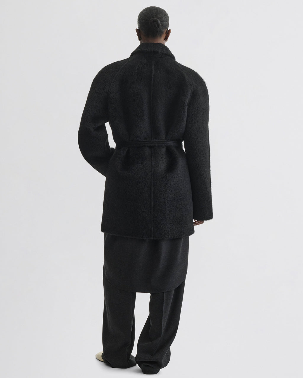CROPPED CAR COAT | black alpaca wool