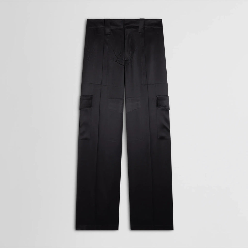 LIQUID CARGO TROUSERS | black silk