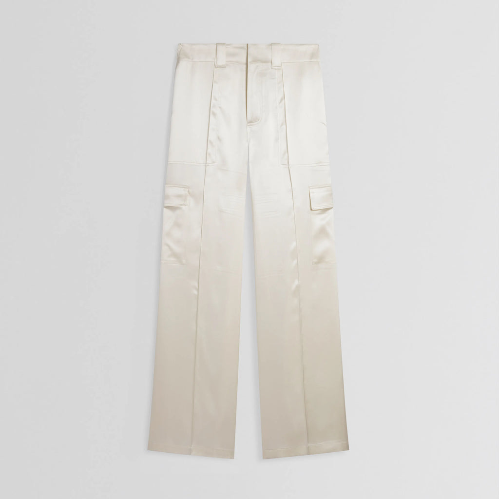 LIQUID CARGO TROUSERS | cream silk satin