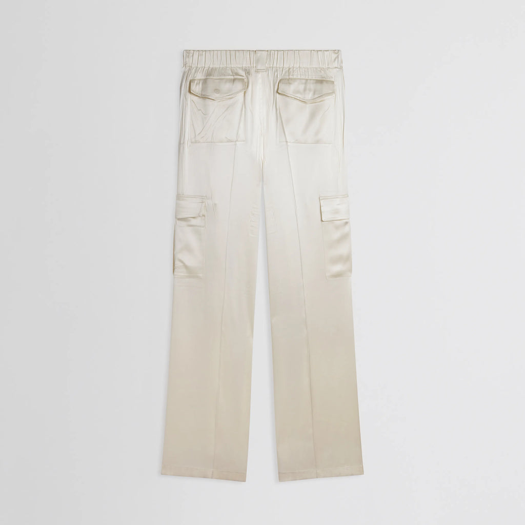 LIQUID CARGO TROUSERS | cream silk satin
